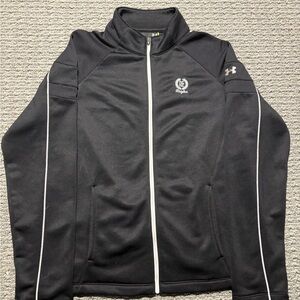 Under Armour Womens Full Zip Jacket Sweatshirt Black - Ridglea Golf Large Loose